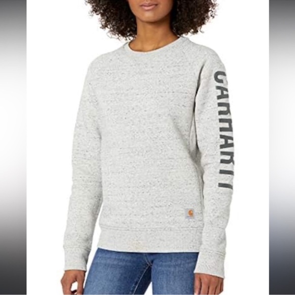 Carhartt Relaxed Fit Women’s Crewneck Sweatshirt Gray Logo Small - Picture 5 of 8
